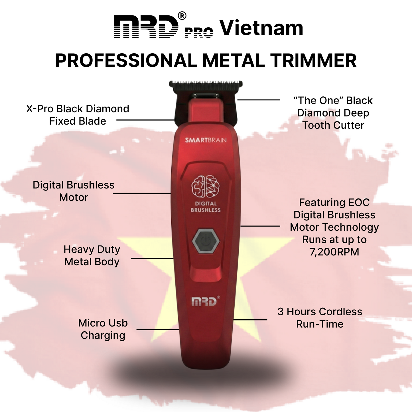MRD Pro GMT 90-4 Trimmer Burgundy Professionellt Hårklippningsverktyg