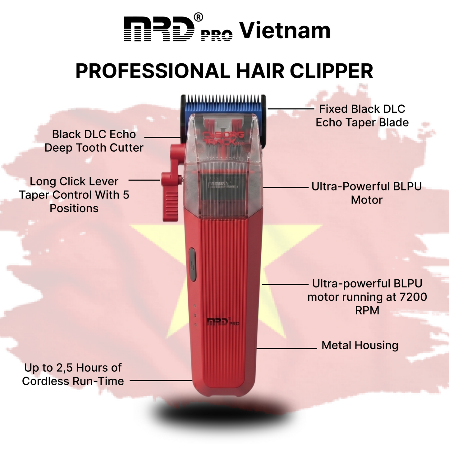 MRD Pro Cyborg Pro 2026 Professionell Hårtrimmer i Fullmetall