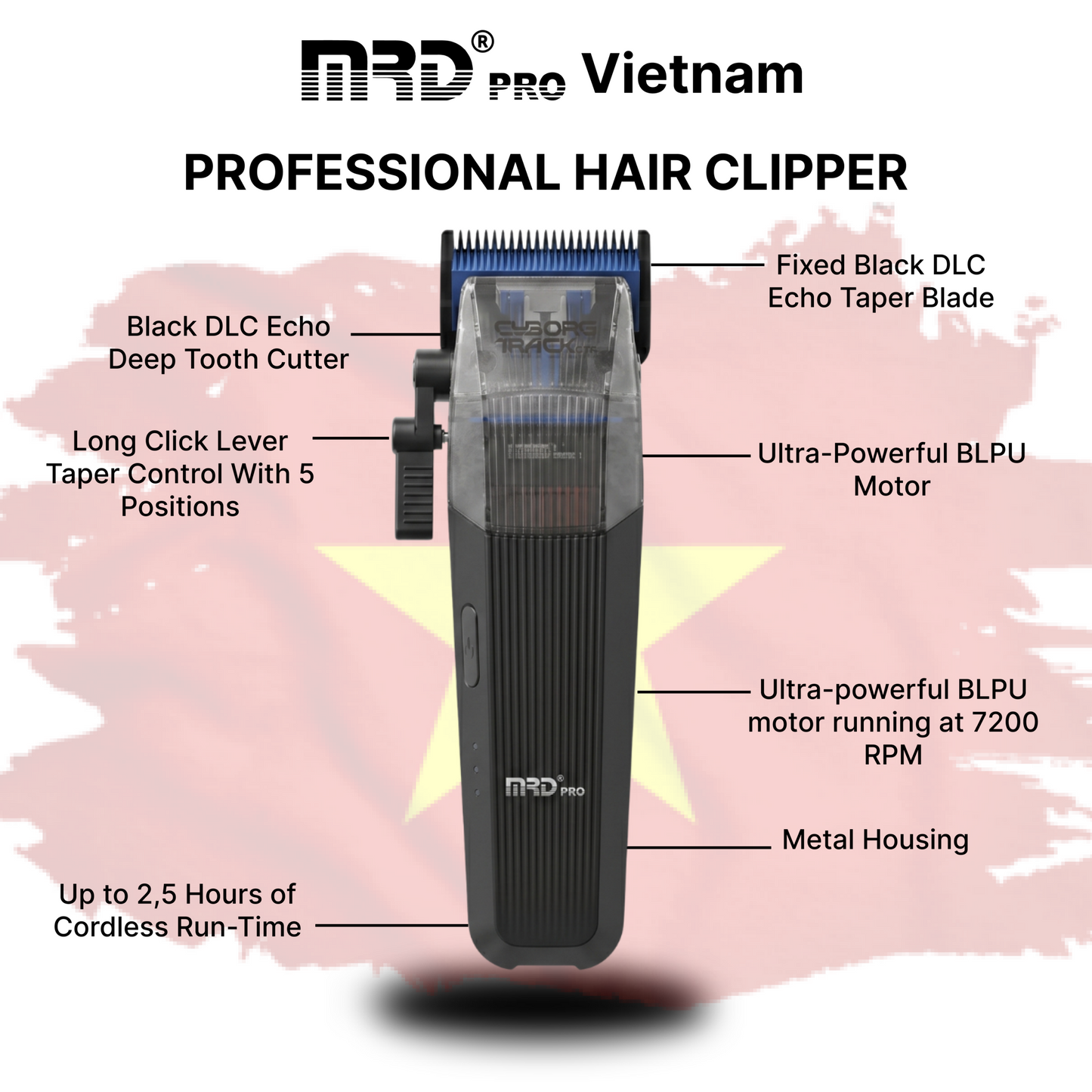 MRD Pro Cyborg Pro 2026 Trådlös Hårtrimmer i Metall