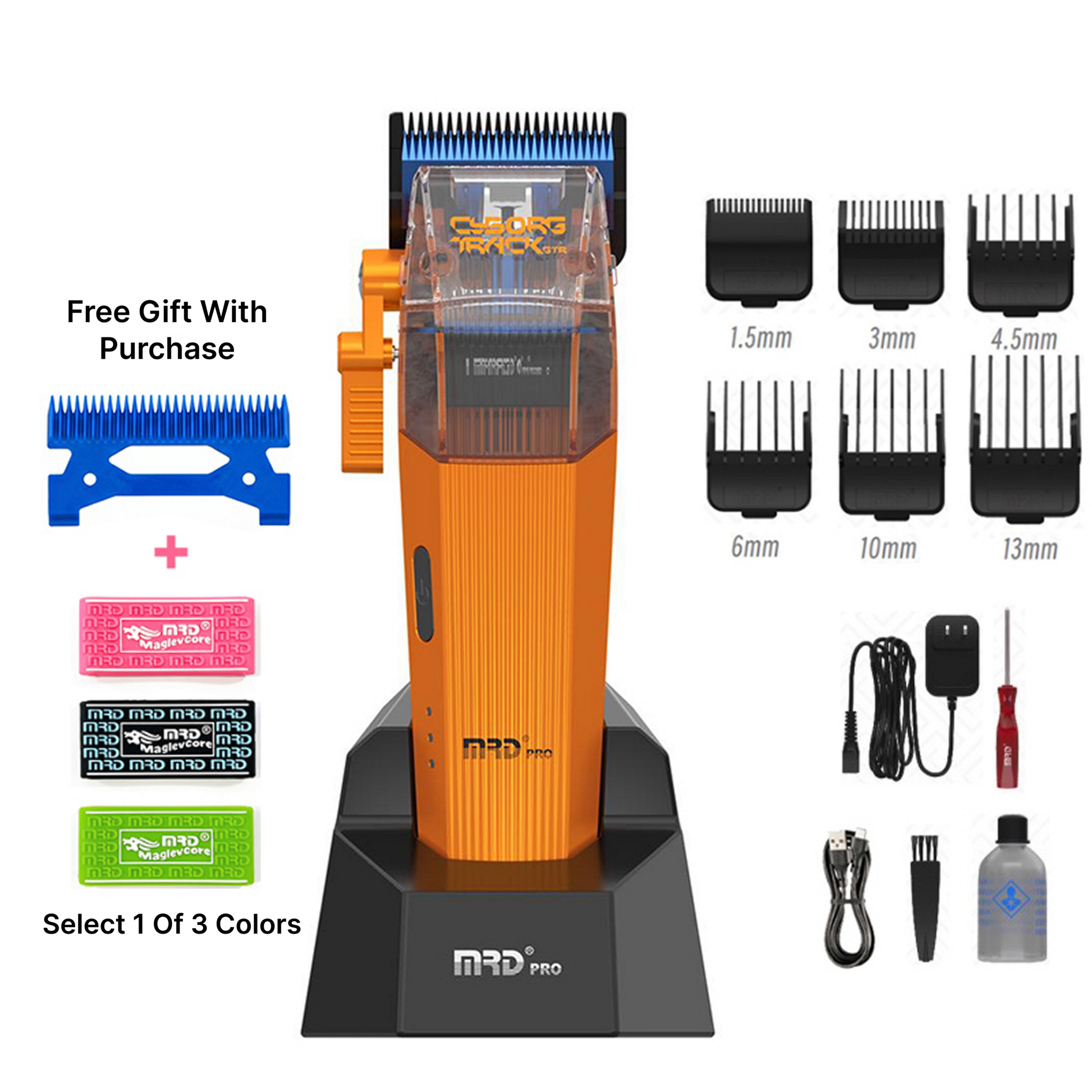 MRD Pro Cyborg 2026 Sladdlös Hårtrimmer, Full Metall, Orange