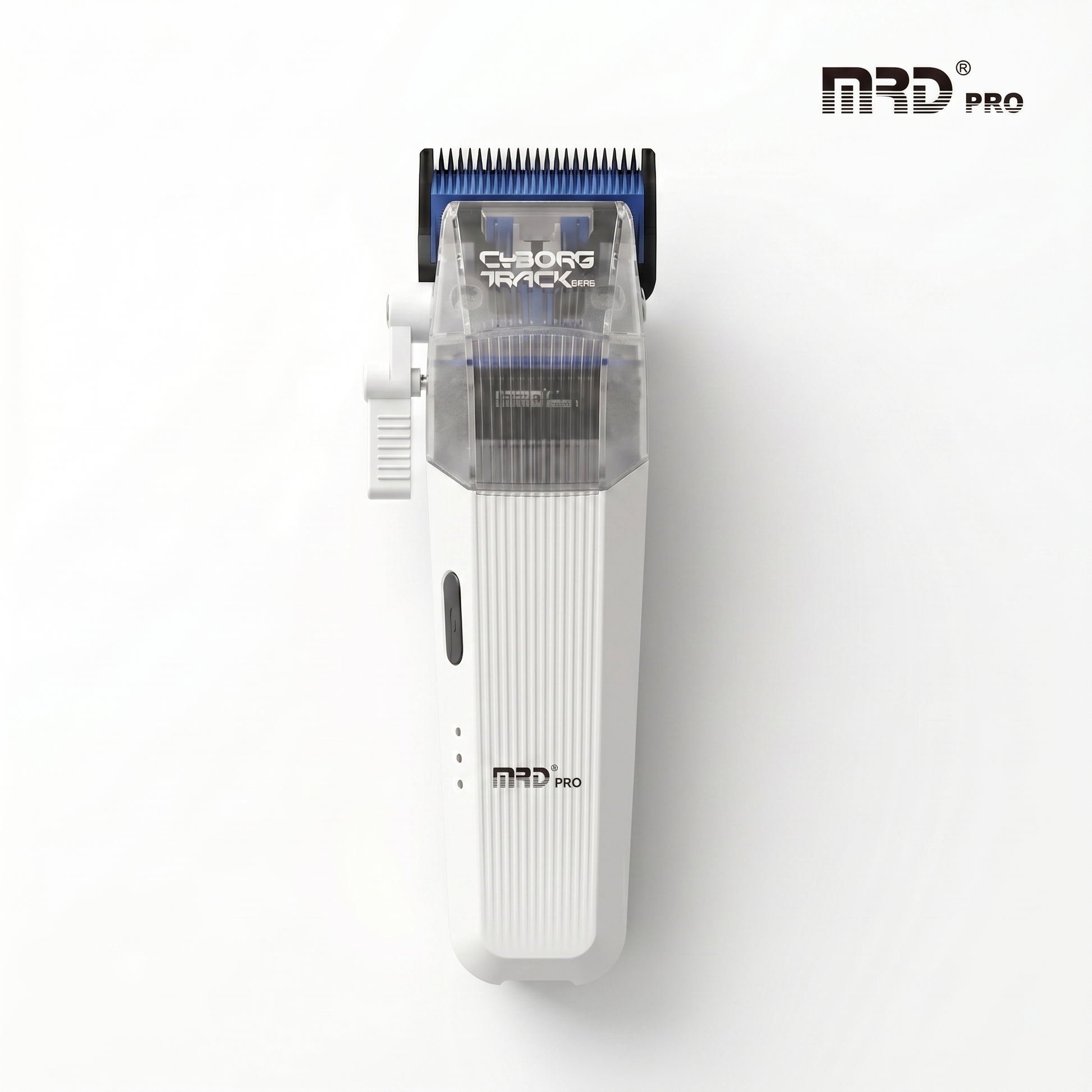 MRDpro Cyborg 2026 Hårtrimmer – Professionell Trådlös Full Metall, Vit