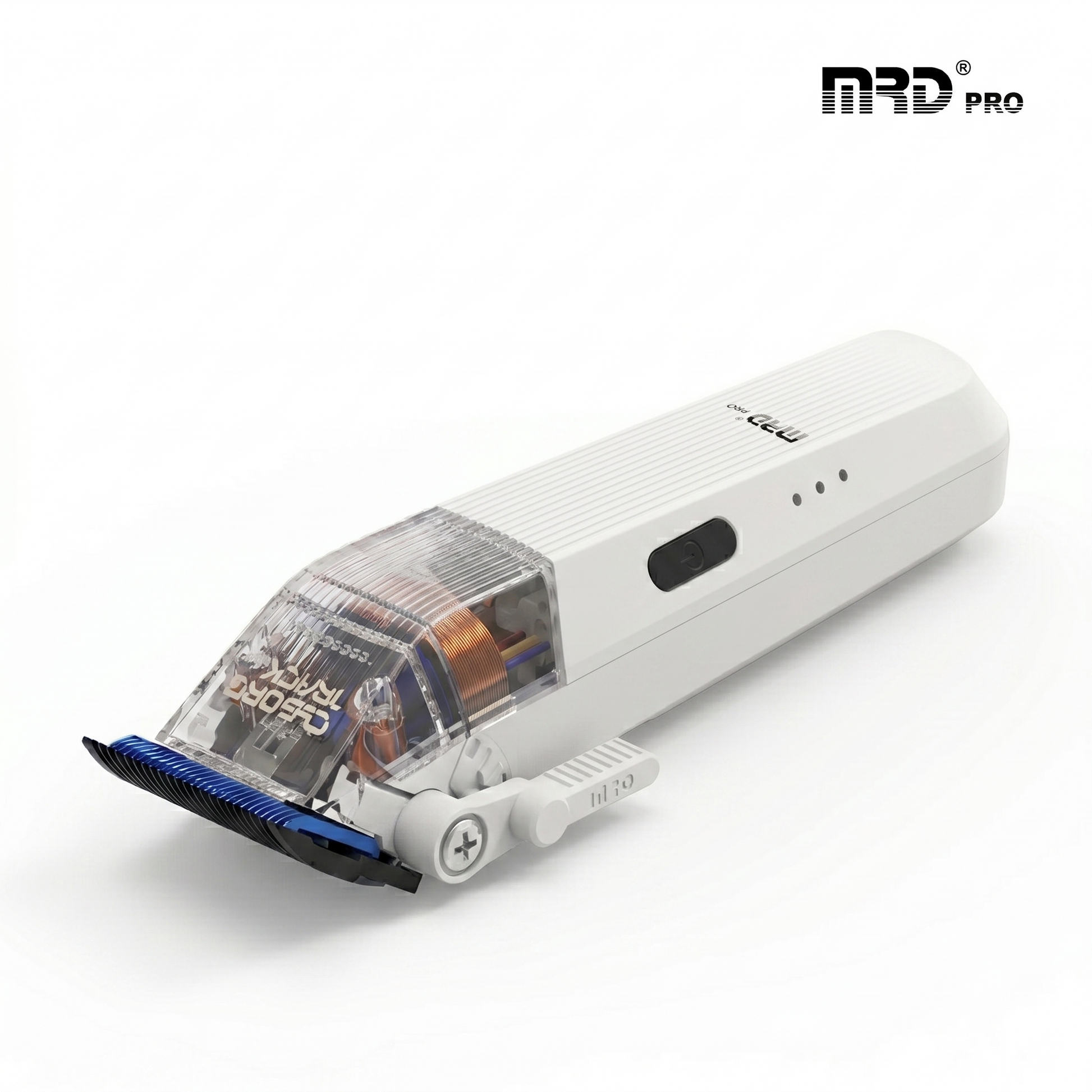 MRDpro Cyborg 2026 Hårtrimmer – Professionell Trådlös Full Metall, Vit