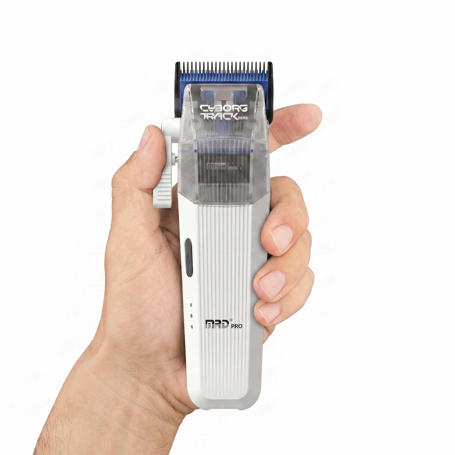 MRDpro Cyborg 2026 Hårtrimmer – Professionell Trådlös Full Metall, Vit