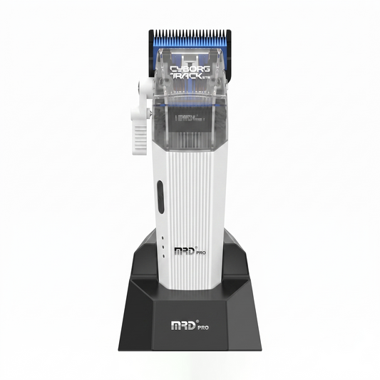 MRDpro Cyborg 2026 Hårtrimmer – Professionell Trådlös Full Metall, Vit