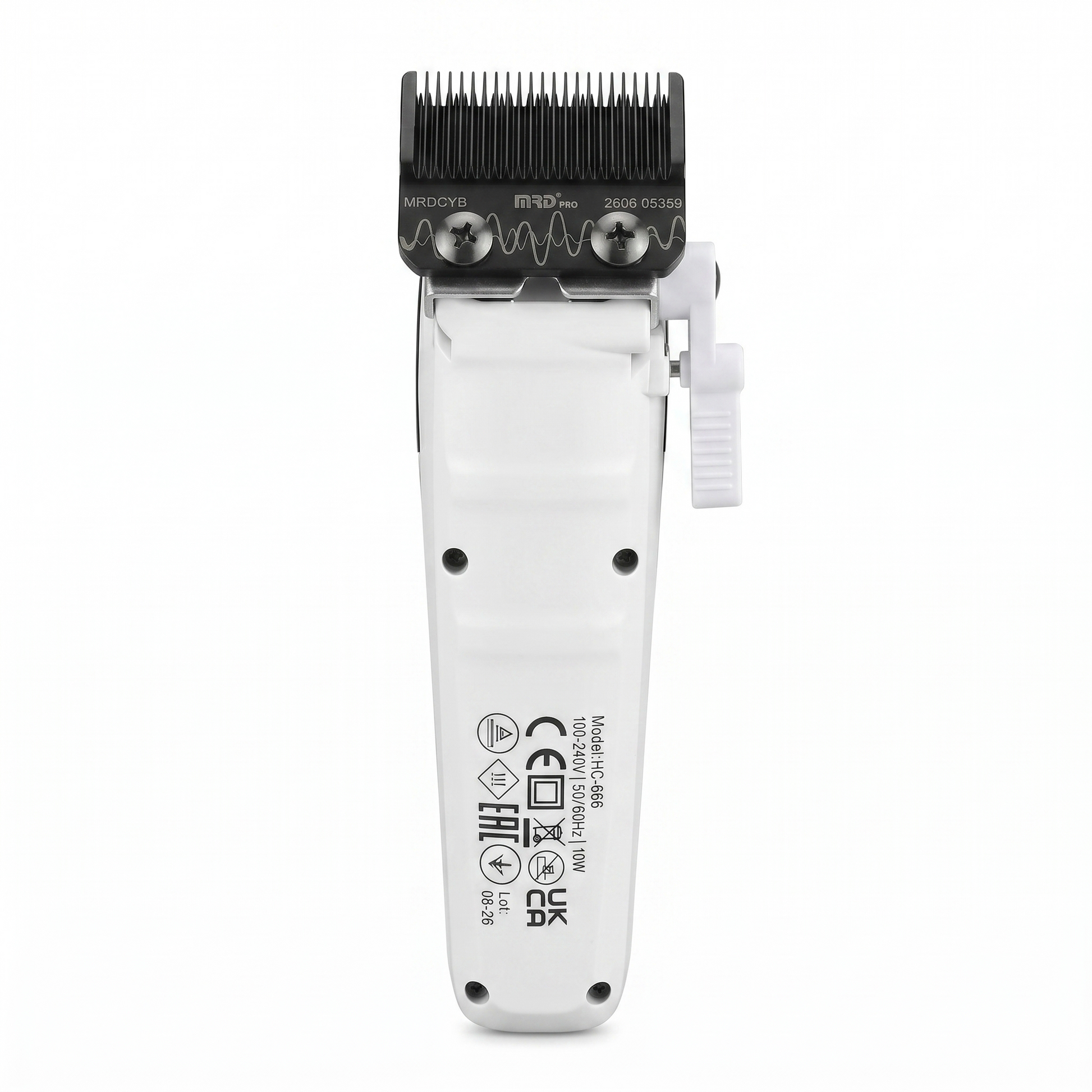 MRDpro Cyborg 2026 Hårtrimmer – Professionell Trådlös Full Metall, Vit