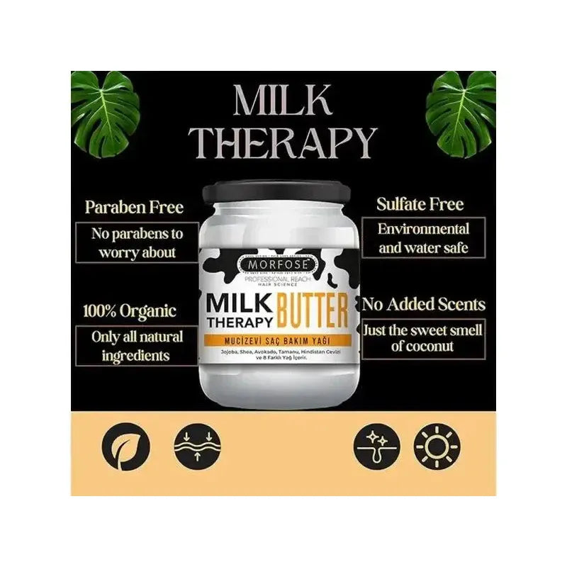 Morfose Milk Therapy Hair Butter Oil: Intense Nourishment, Repair, Frizz Control, Shine for Dry, Damaged Hair, 6.76 fl oz