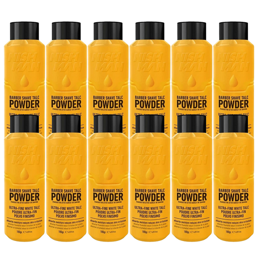 Nish Man Professional Barber Shave Talc Powder 12-Pack for Smooth Skin