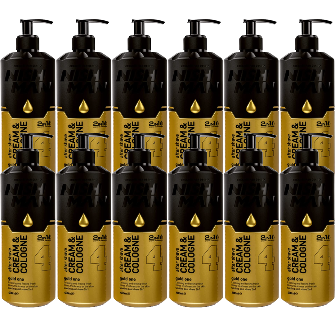 Nish Man Gold One 4 After Shave Cream Cologne Bulk 12-Pack Soothing & Hydrating