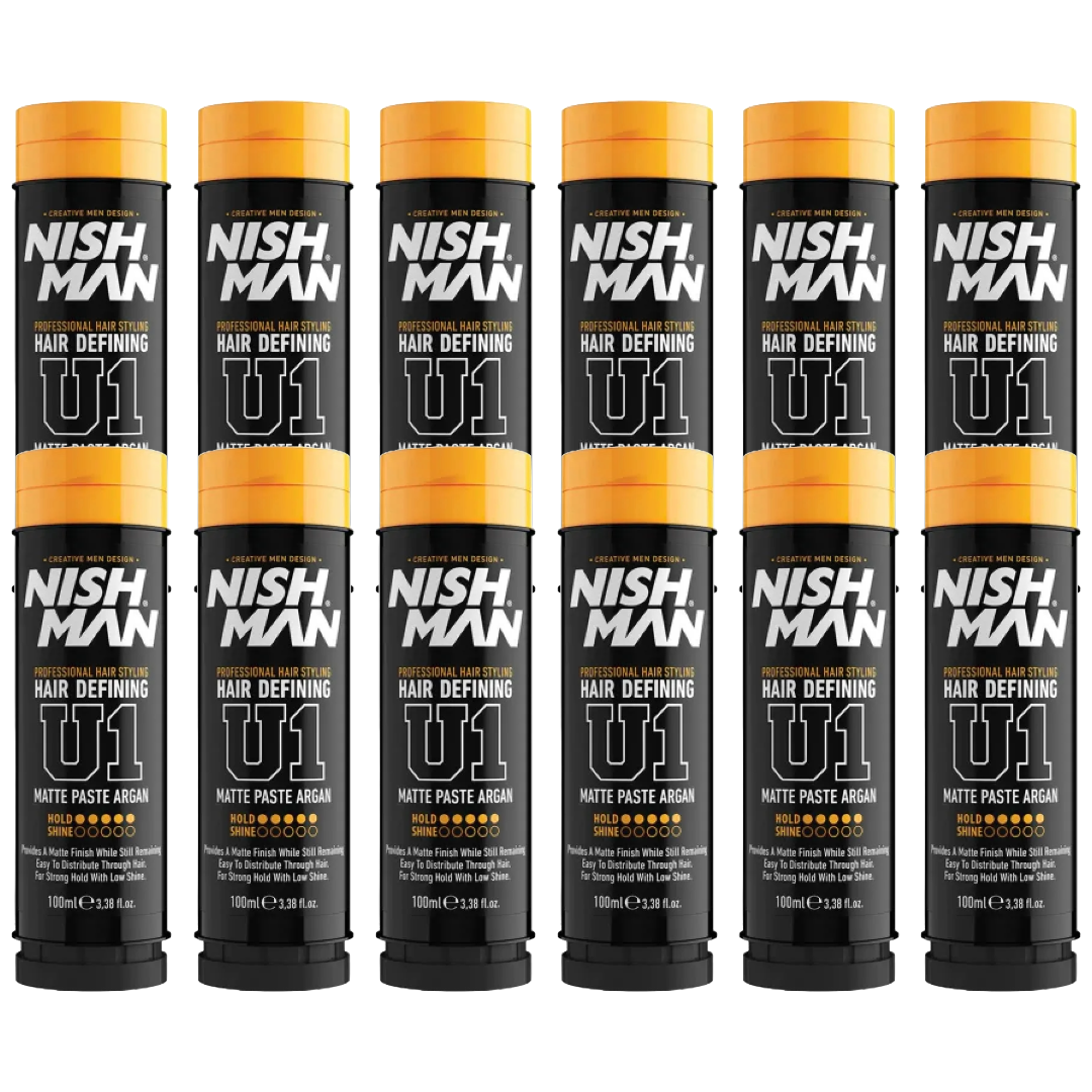 Nish Man Argan Hair Defining Matte Paste 12-Pack for Strong Hold Styling