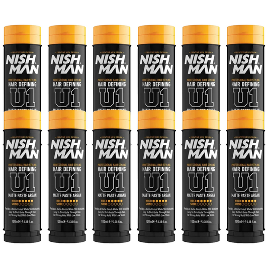 Nish Man Argan Hair Defining Matte Paste 12-Pack for Strong Hold Styling