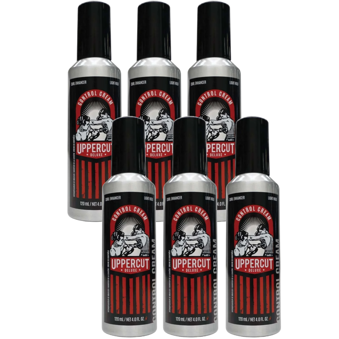 Uppercut Control Cream 120ml: Lightweight Curl Enhancer & Frizz Tamer (6-Pack)