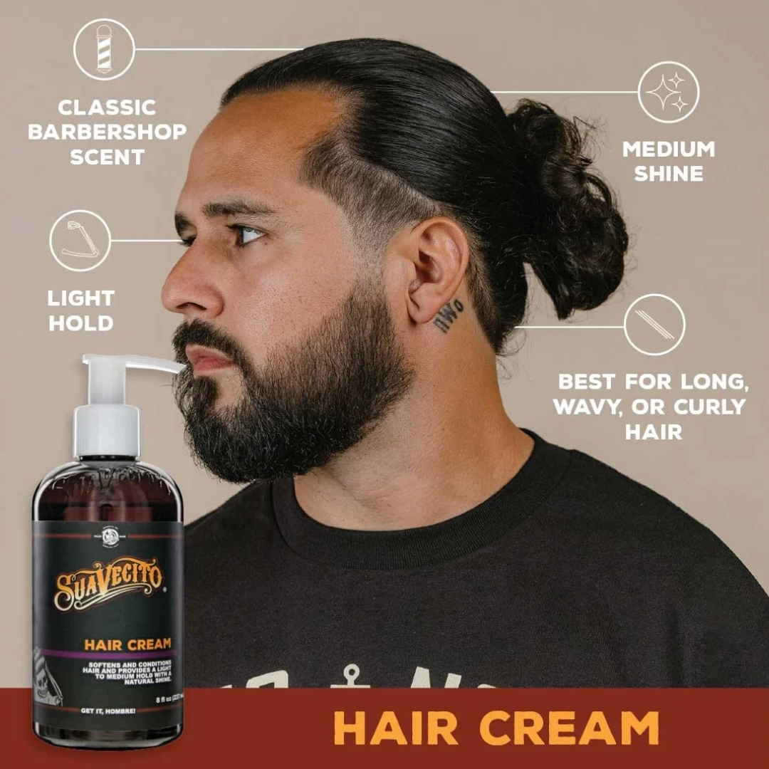 Suavecito Premium Hair Cream for Men - Light Hold, Natural Shine, 8oz