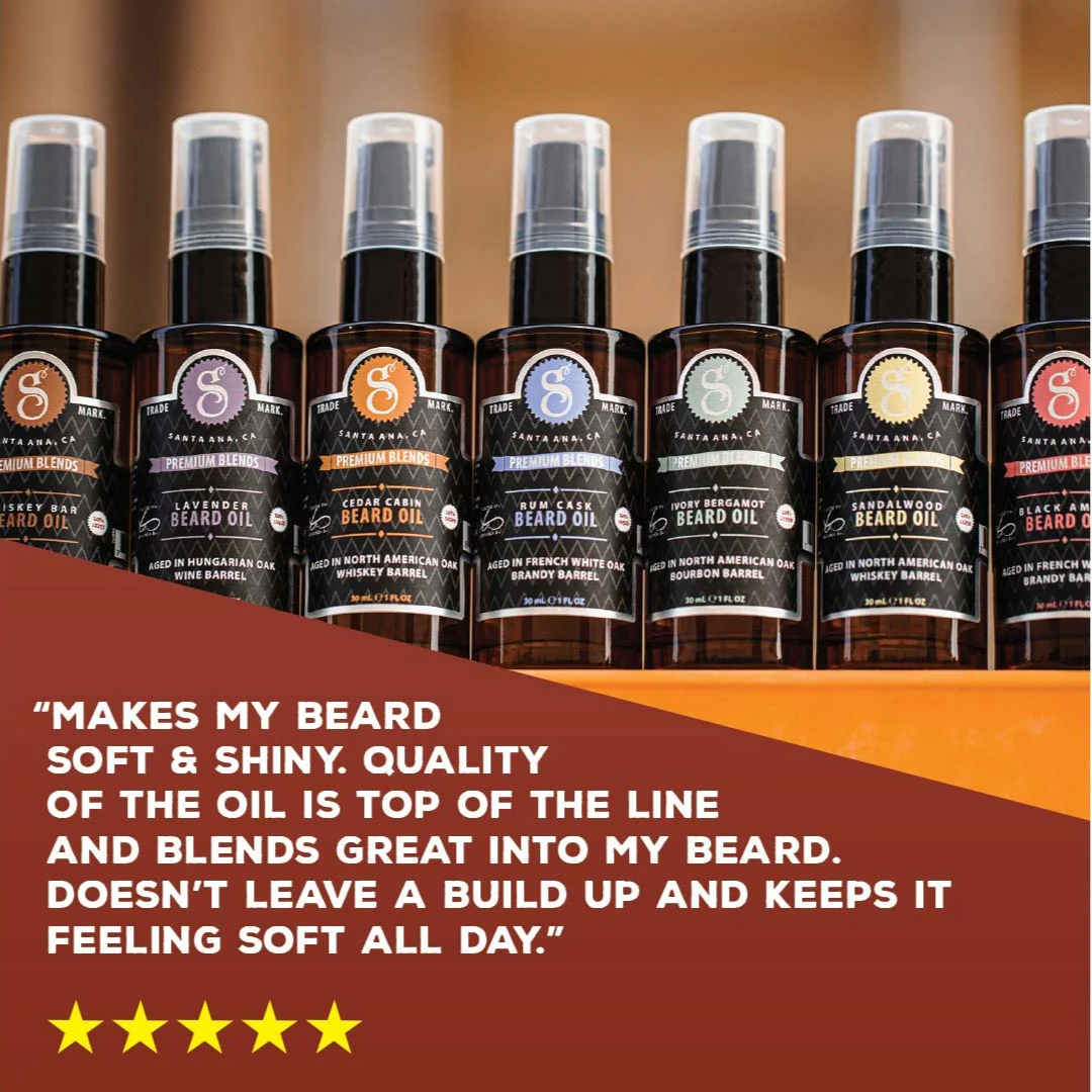 Suavecito Premium Black Amber Beard Oil: Organic Argan, Softens & Tames Frizz