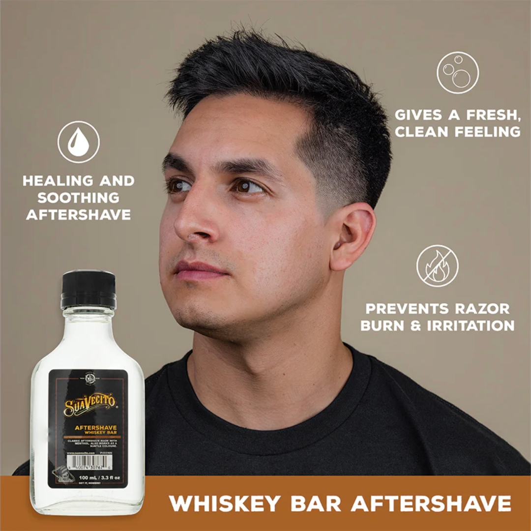 Suavecito Whiskey Bar Aftershave: Soothing, Hydrating, Masculine Scent, 3.4 Fl Oz