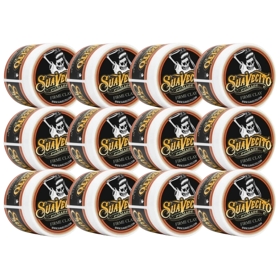 Suavecito Firme Clay Pomade 12-Pack Strong Matte Hold for Texture & Definition
