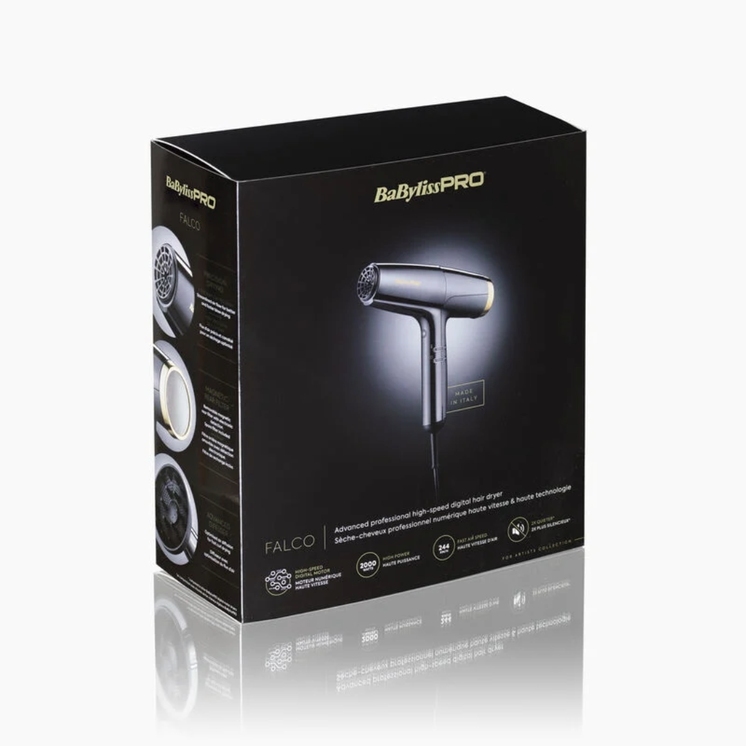 BaBylissPRO FALCO Advanced Digital Hair Dryer, Powerful Quiet Ionic Professional Styling Tool