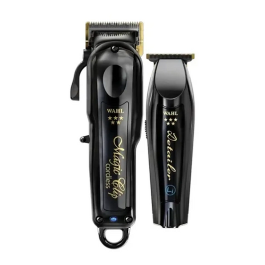 Wahl Black Cordless Barber Combo: Magic Clip, Detailer Li, Titanium Blades