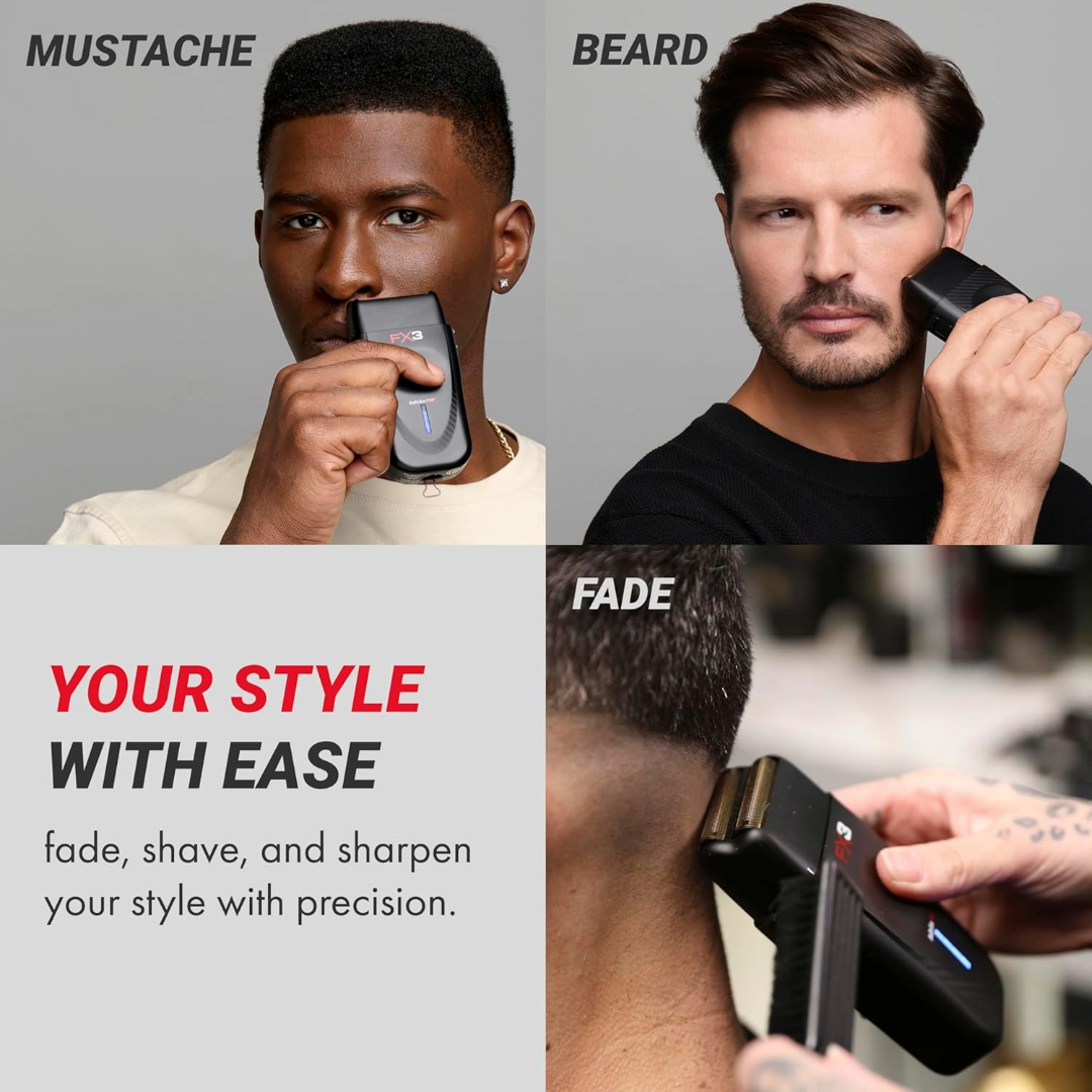 BaBylissPRO FX3 Black Cordless Foil Shaver - High-Torque Engine, 3-Hour Runtime