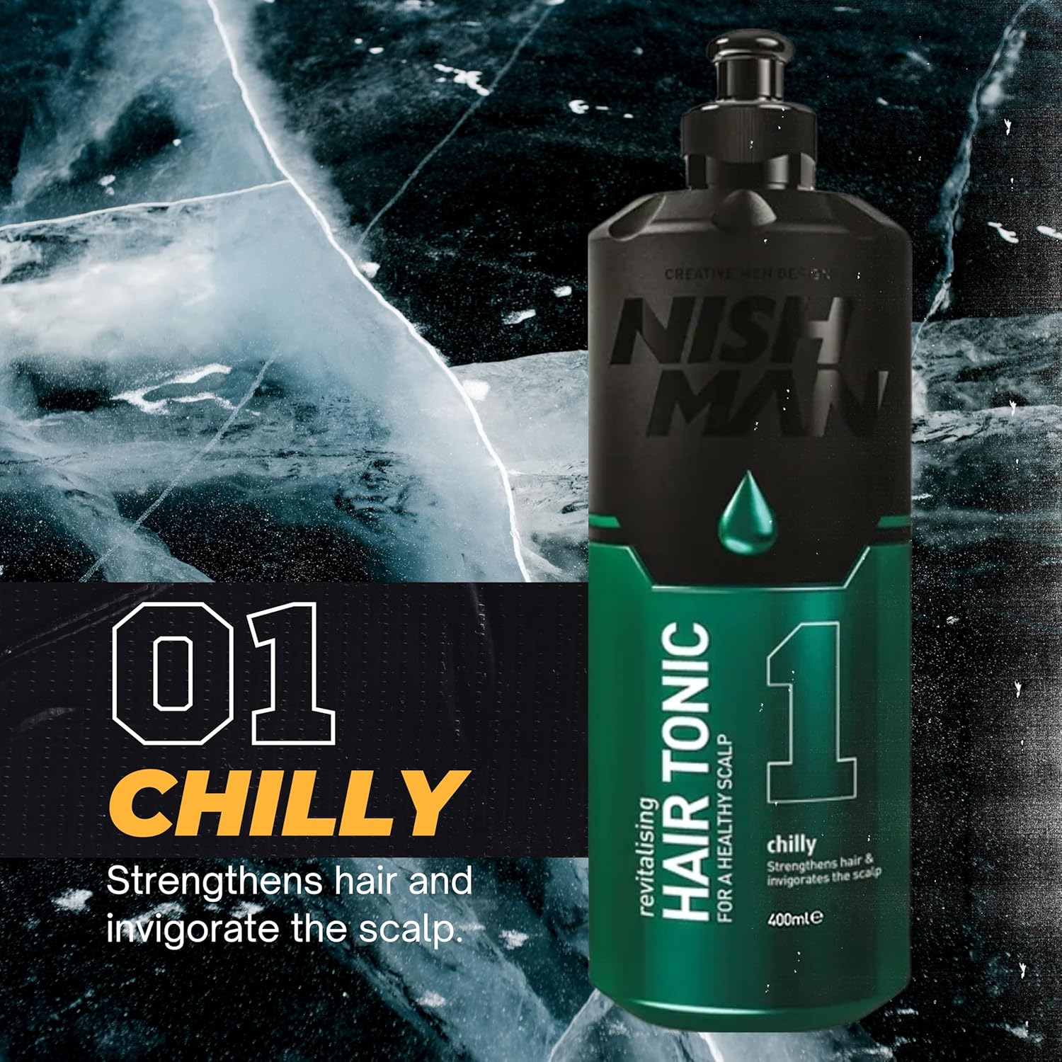 Nish Man Chilly Invigorating Hair Tonic: Revitalize Scalp, Strengthen Hair, 400ml