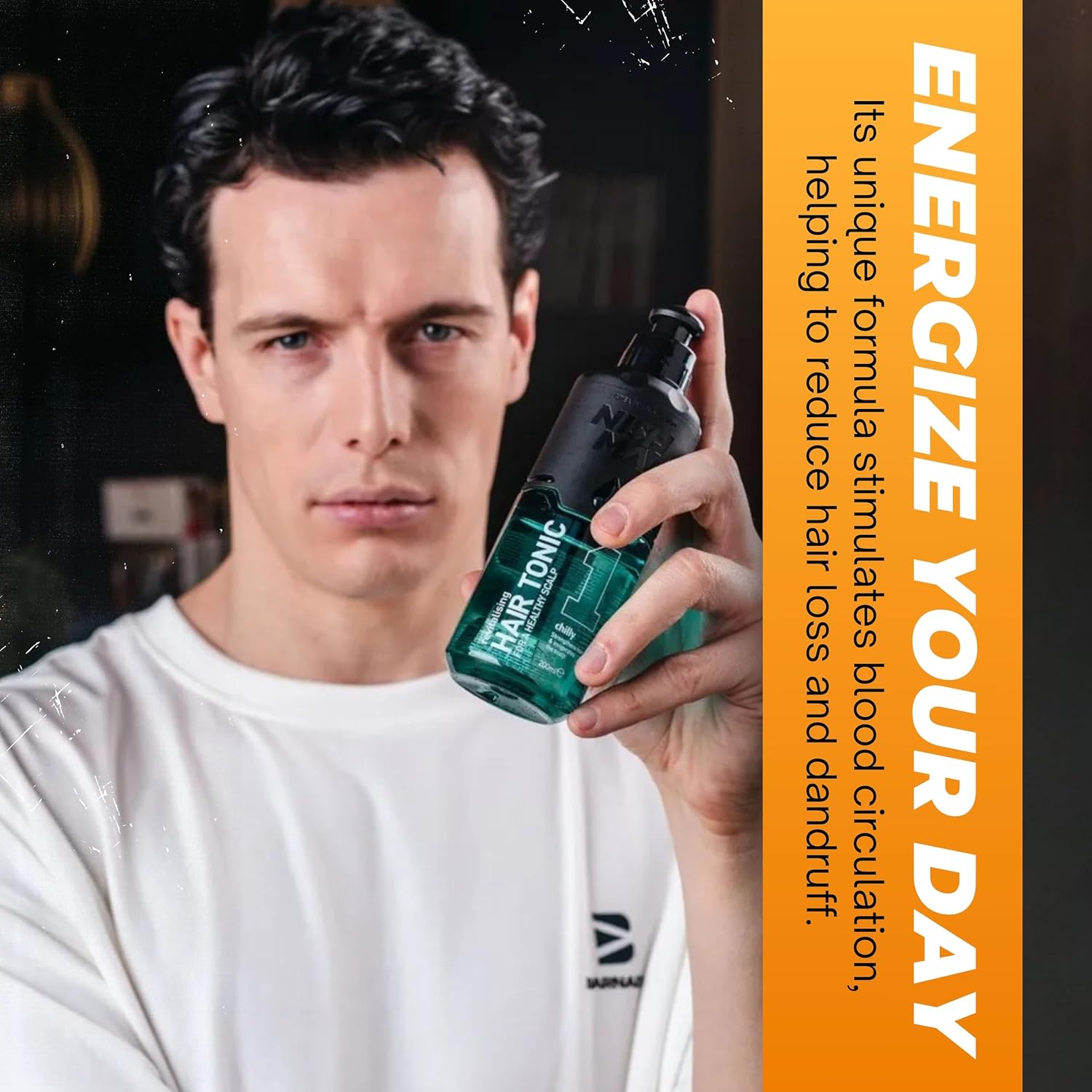 Nish Man Chilly Invigorating Hair Tonic: Revitalize Scalp, Strengthen Hair, 400ml