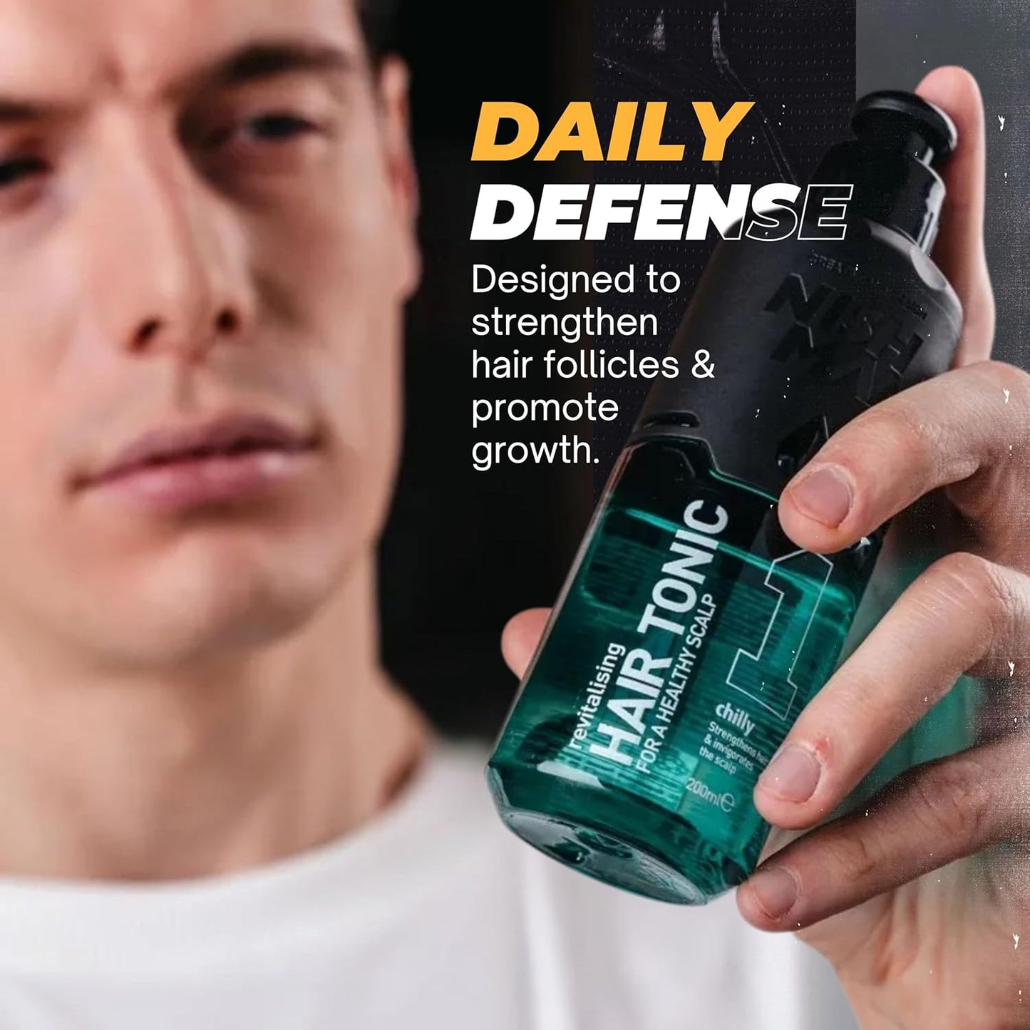 Nish Man Chilly Invigorating Hair Tonic: Revitalize Scalp, Strengthen Hair, 400ml