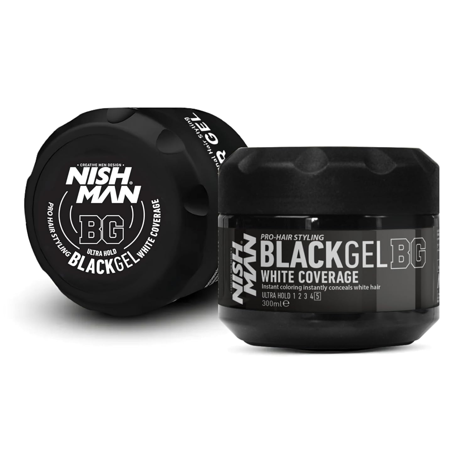 Nish Man Black Hair Gel 300ml: Instant Gray Coverage, Strong Hold 12-Pack