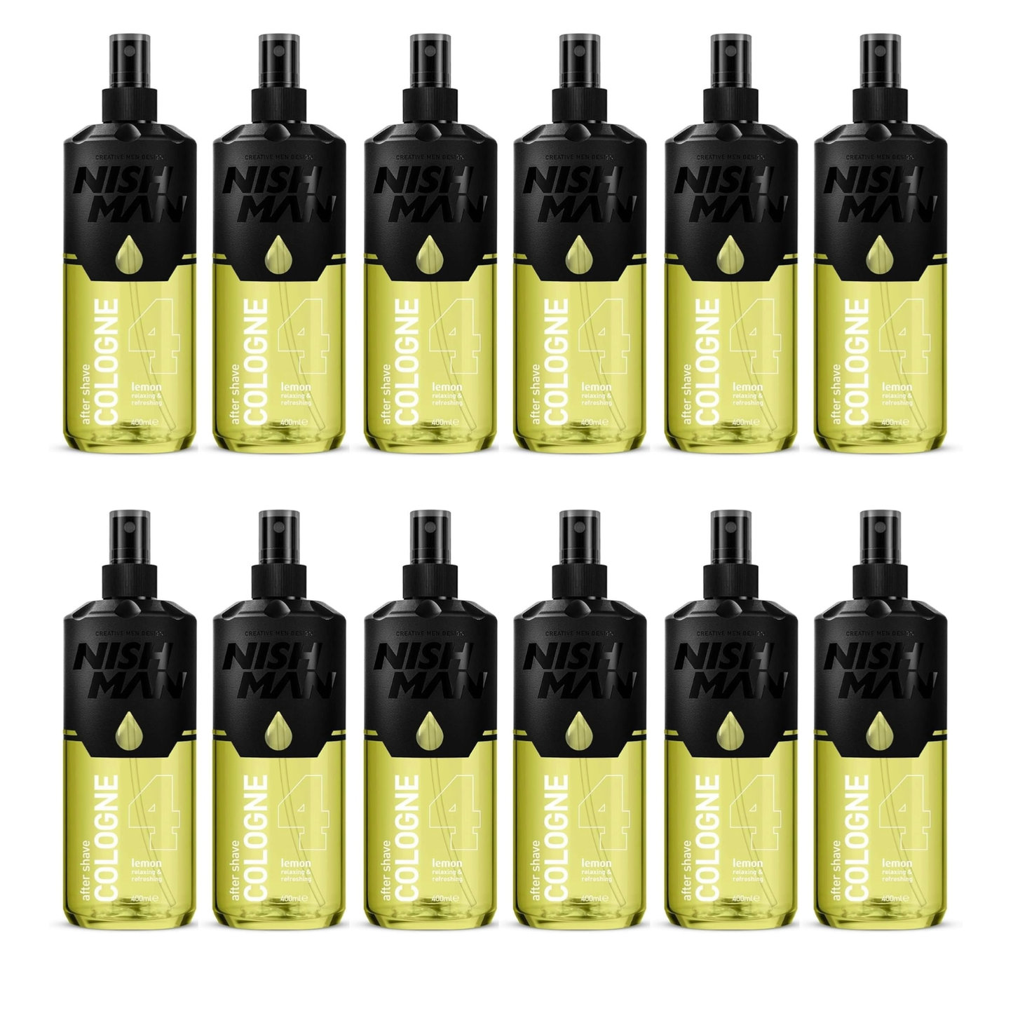 Nish Man Lemon Aftershave Cologne 12-Pack: Refreshing 400ml for Active Men