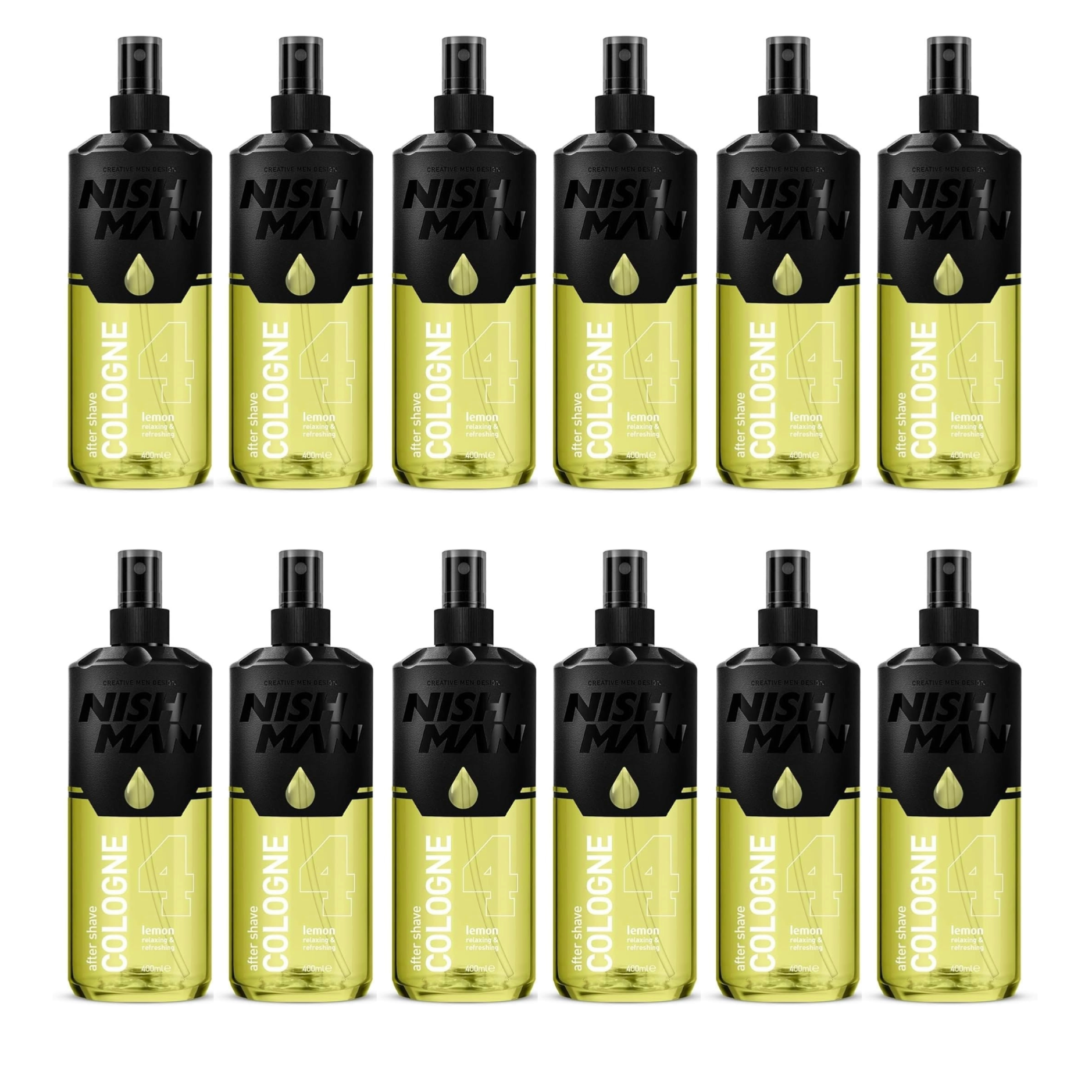 Nish Man Lemon Aftershave Cologne 12-Pack: Refreshing 400ml for Active Men