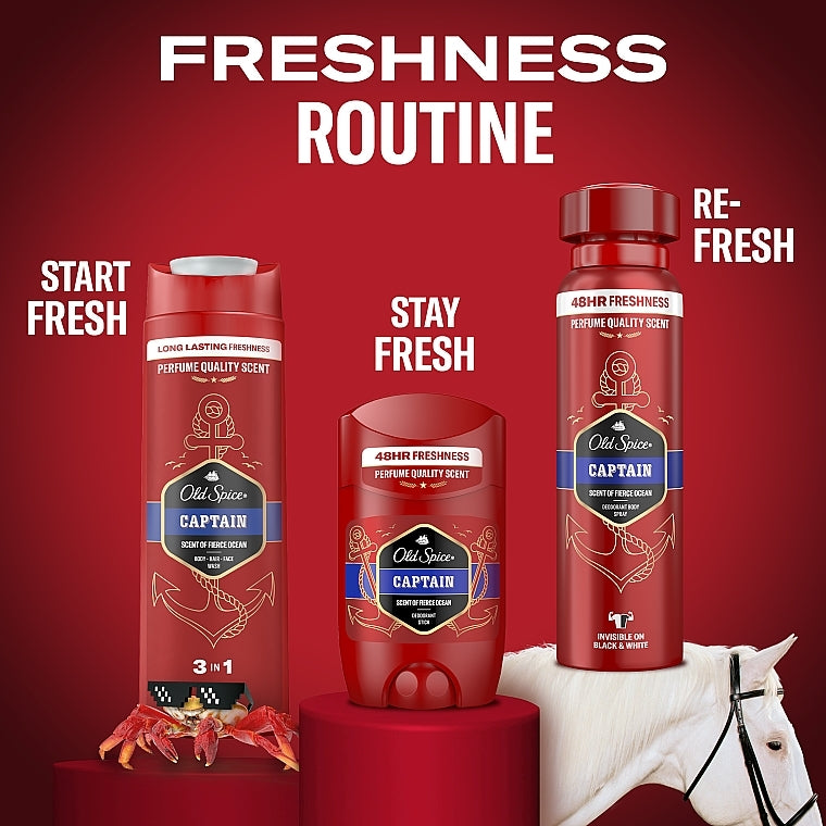 Old Spice Captain 3-in-1 Invigorating Body Hair Face Wash Shower Gel 675ml