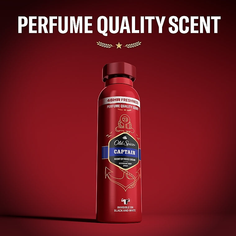 Old Spice Captain Men's Deodorant Spray: 24/7 Fresh Ocean Scent, 3X Protection, 150ml