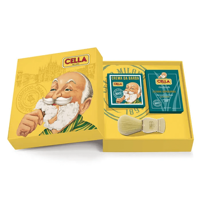 Cella Milano Aloe Vera Shaving Kit: Cream, Brush, Aftershave for Men