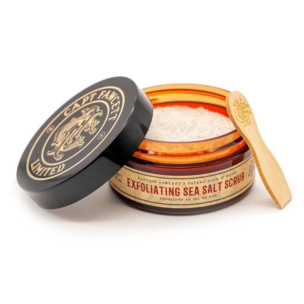 Captain Fawcett Invigorating Sea Salt Exfoliating Scrub for Face & Body, 3.38 fl oz