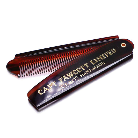 Captain Fawcett Handcrafted Fine-Toothed Foldable Pocket Beard Comb Men's Grooming