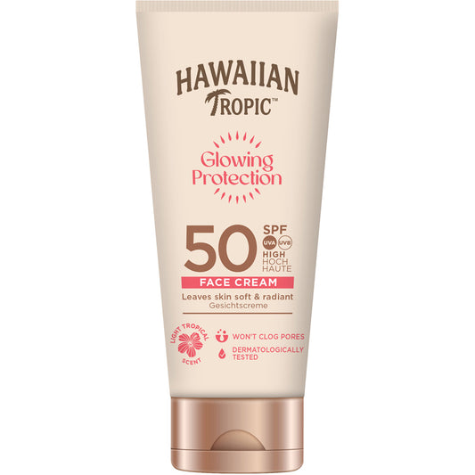 Glowing Protection Face Cream SPF50, 50ml - hudvård från Hawaiian Tropic