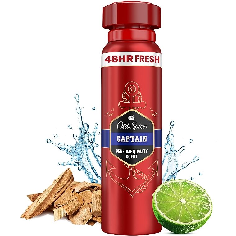 Old Spice Captain Men's Deodorant Spray: 24/7 Fresh Ocean Scent, 3X Protection, 150ml