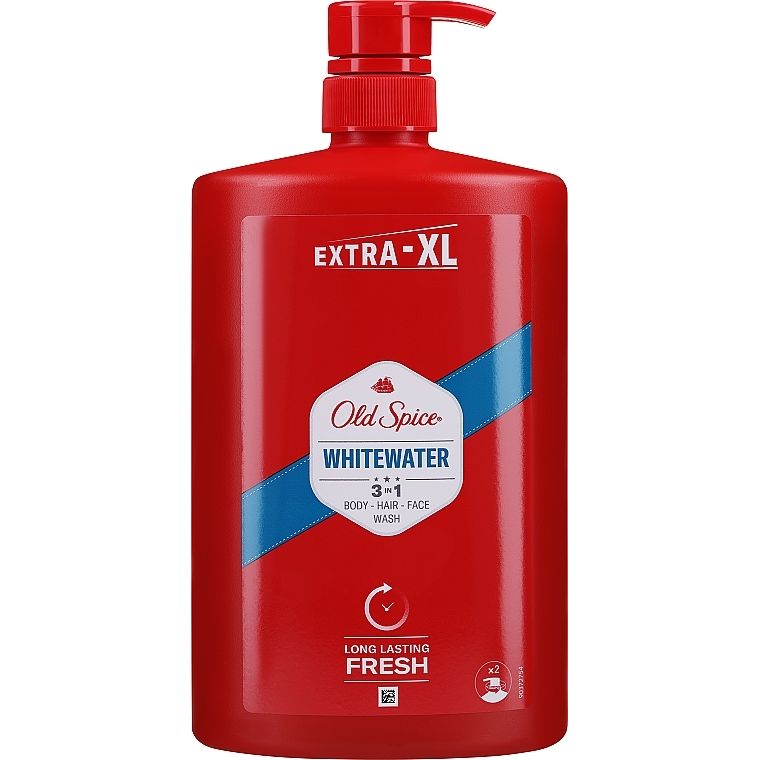 Old Spice Whitewater 3-in-1 Men's Body Wash, Shampoo, Face Cleanser, 33.8 fl oz