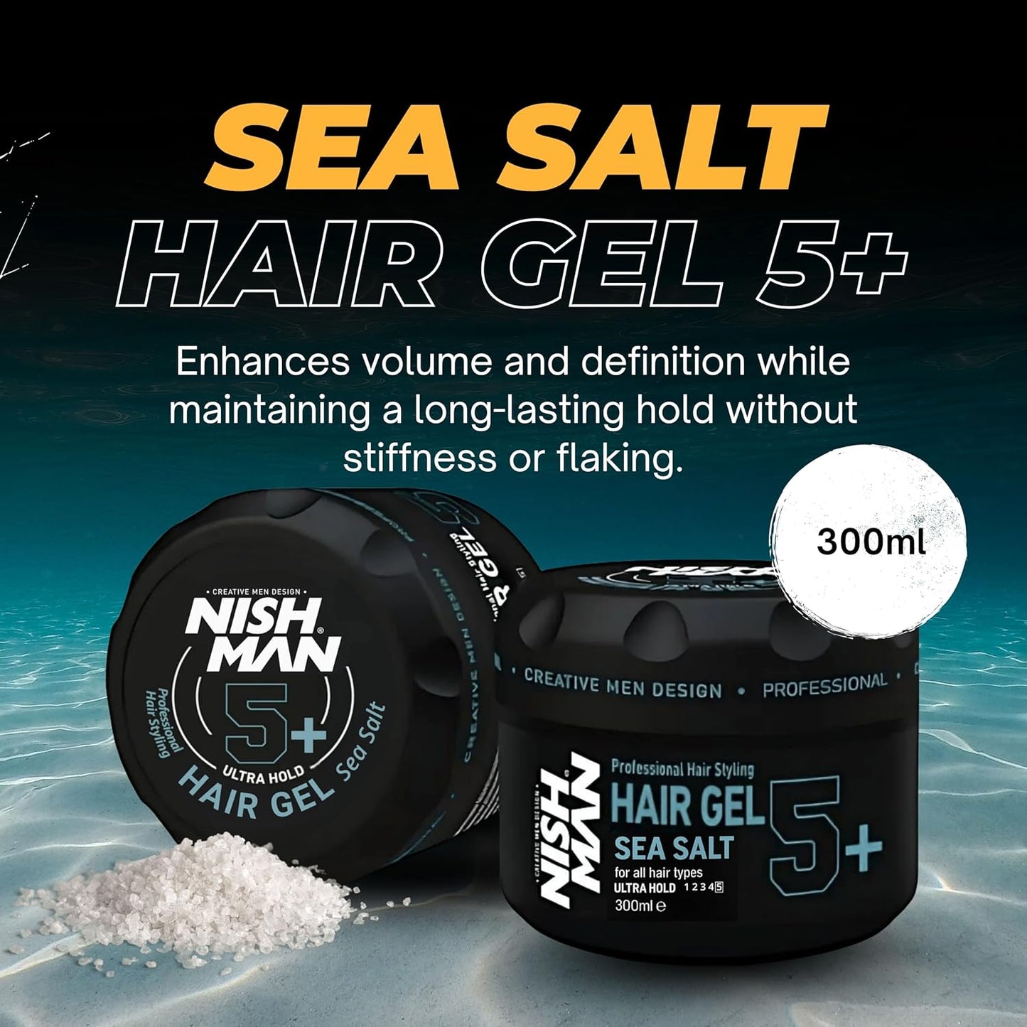 Nish Man 5+ Sea Salt Hair Gel: Ultimate Volume & Texture 12-Pack