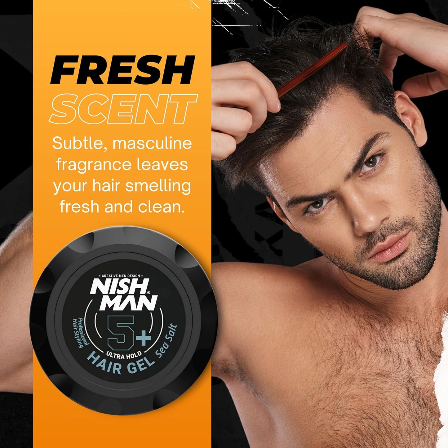 Nish Man 5+ Sea Salt Hair Gel for Textured Beachy Waves 10.1 fl oz