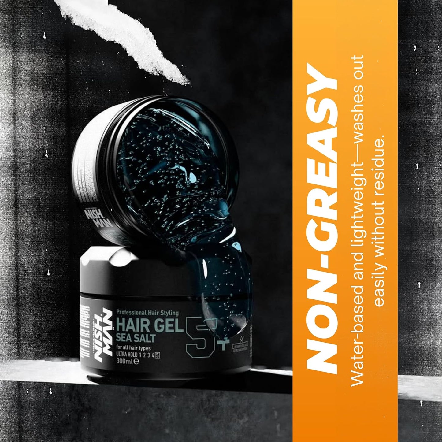 Nish Man 5+ Sea Salt Hair Gel for Textured Beachy Waves 10.1 fl oz