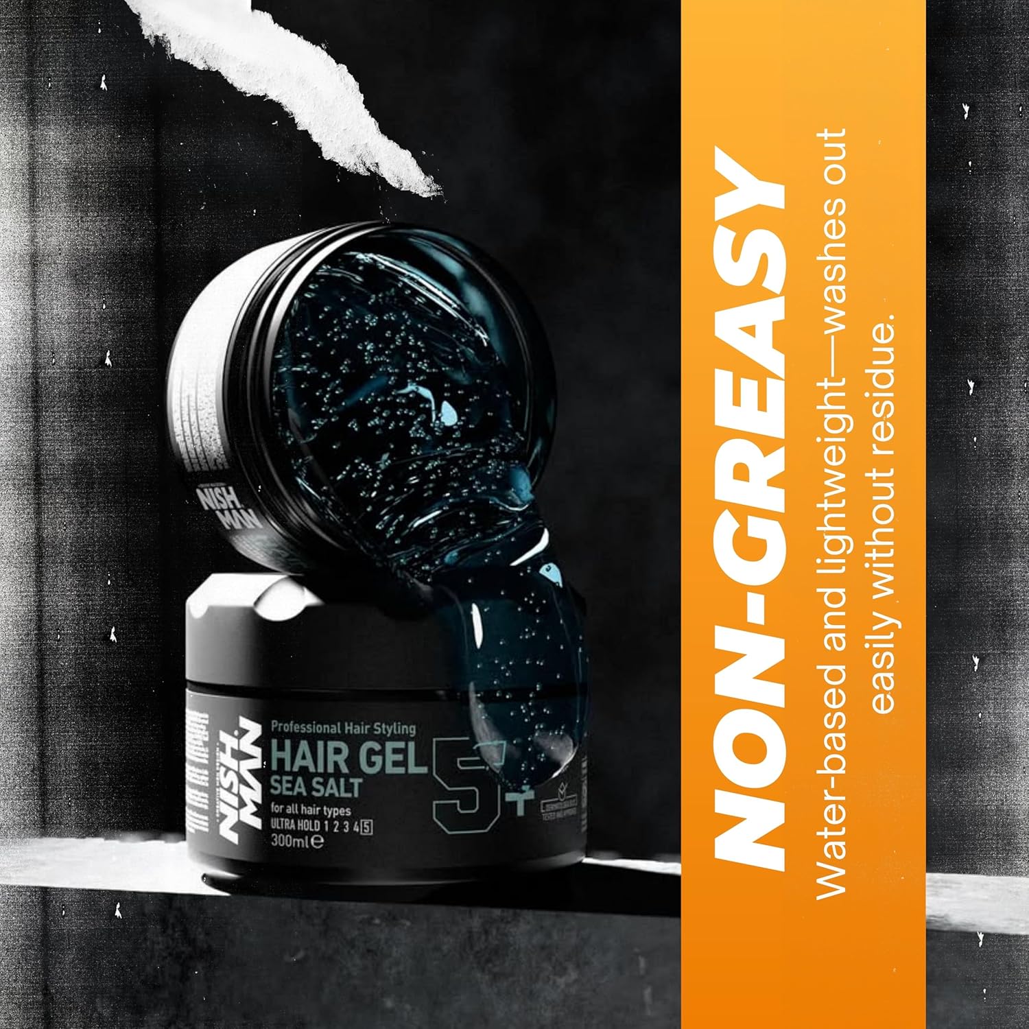 Nish Man 5+ Sea Salt Hair Gel for Textured Beachy Waves 10.1 fl oz