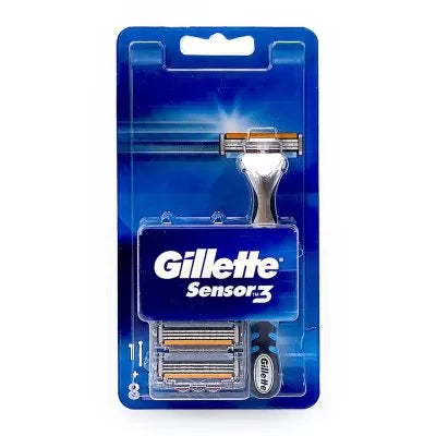 Gillette Sensor3 Razor with 8 Blades for Smooth, Comfortable Shave