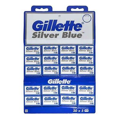 Gillette Silver Blue 100-Pack Double Edge Razor Blades, Sharp Stainless Steel