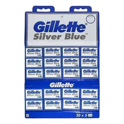 Gillette Silver Blue 100-Pack Double Edge Razor Blades, Sharp Stainless Steel