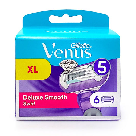 Gillette Venus Swirl Deluxe Smooth 5-Blade Refill Razor Blades, 6 Count