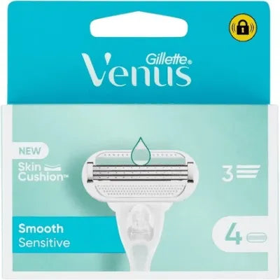 Gillette Venus Smooth Sensitive 3-Blade Women's Razor Refills 4-Count