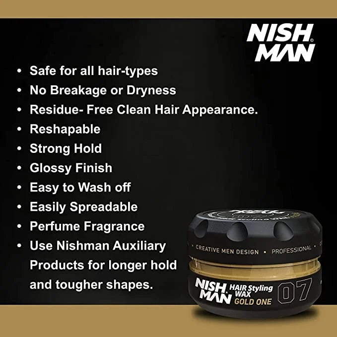 Nish Man Gold One 07 Hair Styling Wax: Firm Hold, High Shine
