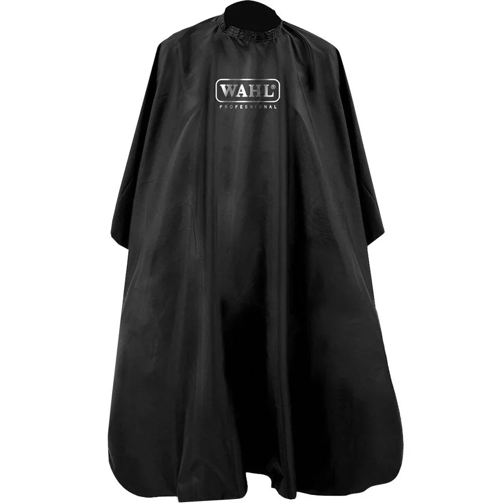 Wahl Professional Barber Cape Black: Water-Repellent, Anti-Static, Adjustable, Hairdressing Essential