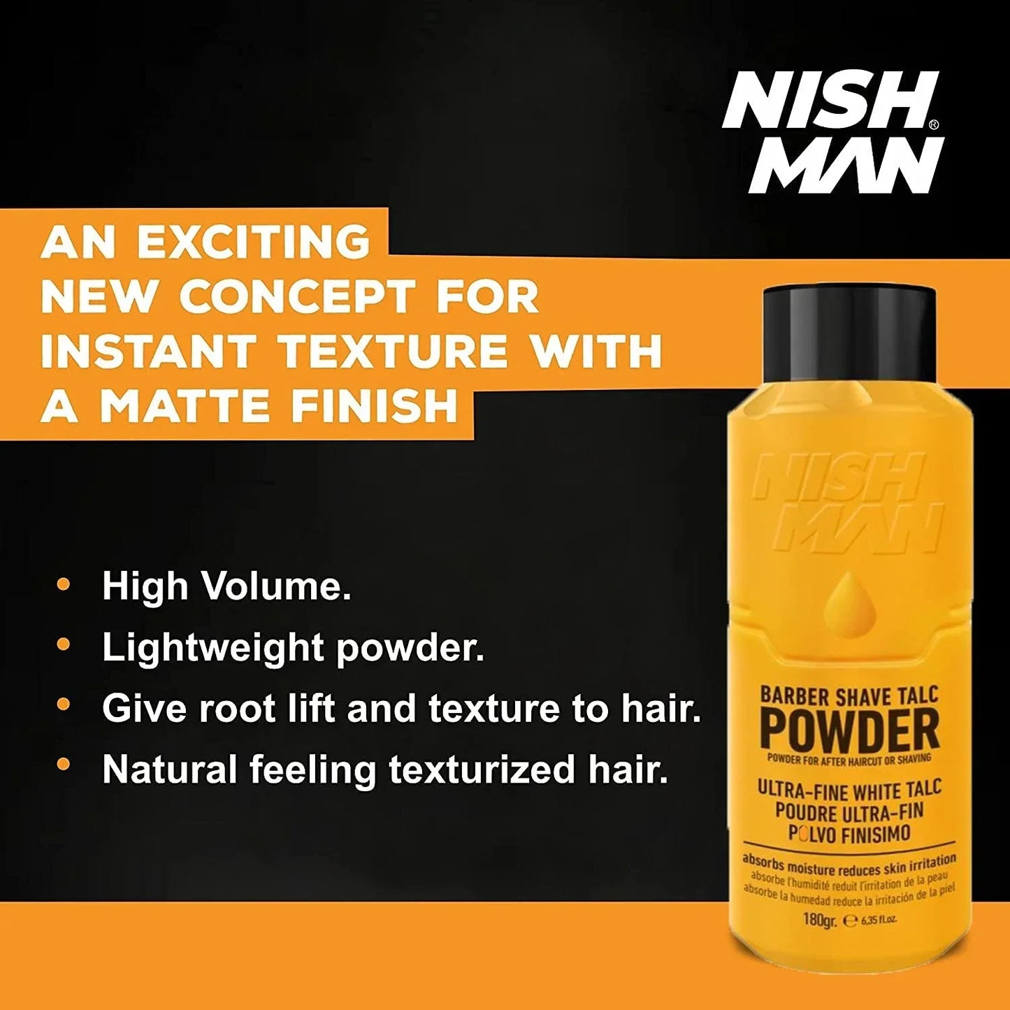 Nish Man Barber Shave Talc Powder 180g: Smooth, Fresh Skin Protection