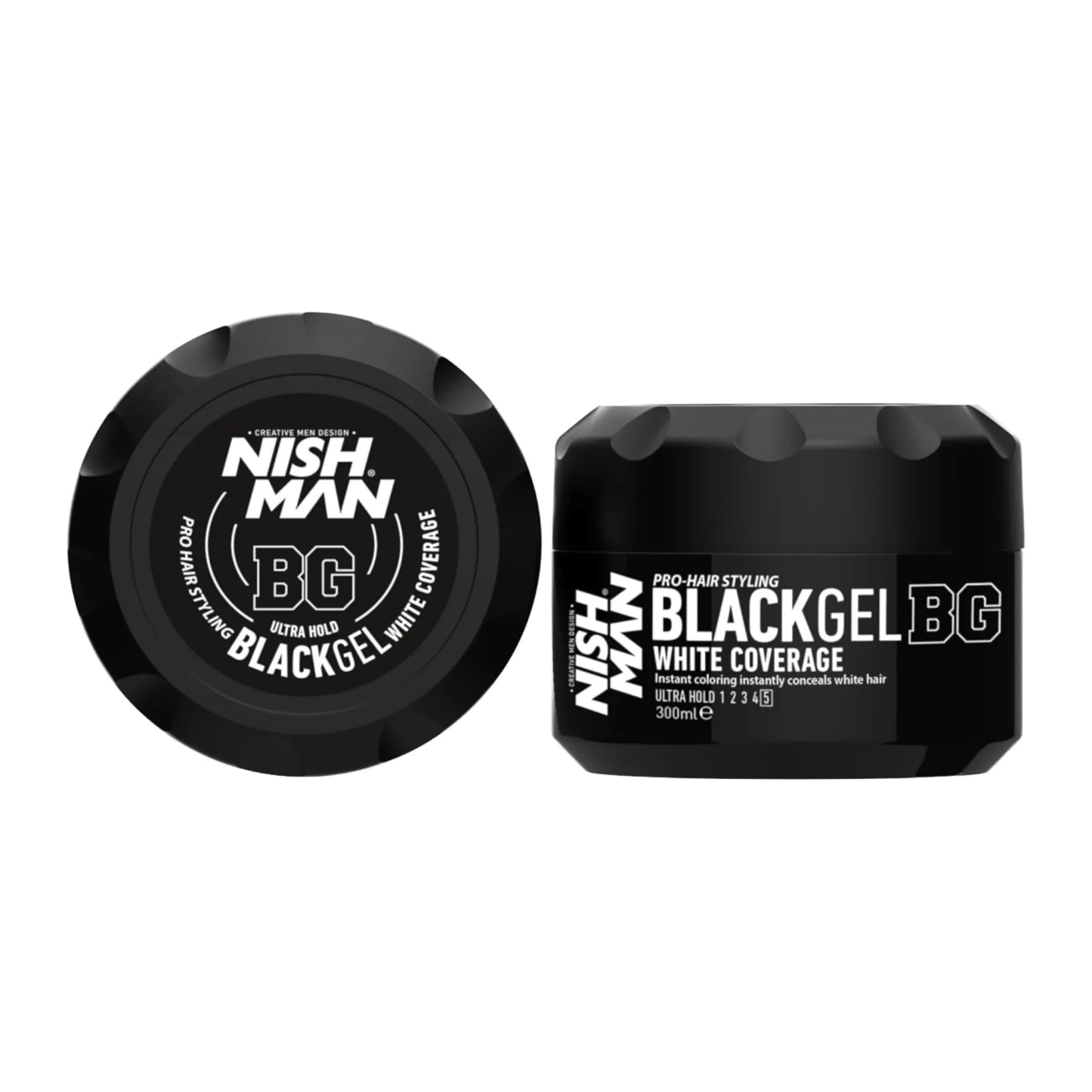 Nish Man Instant Black Hair Gel for Gray Coverage, Ultra Strong Hold Styling