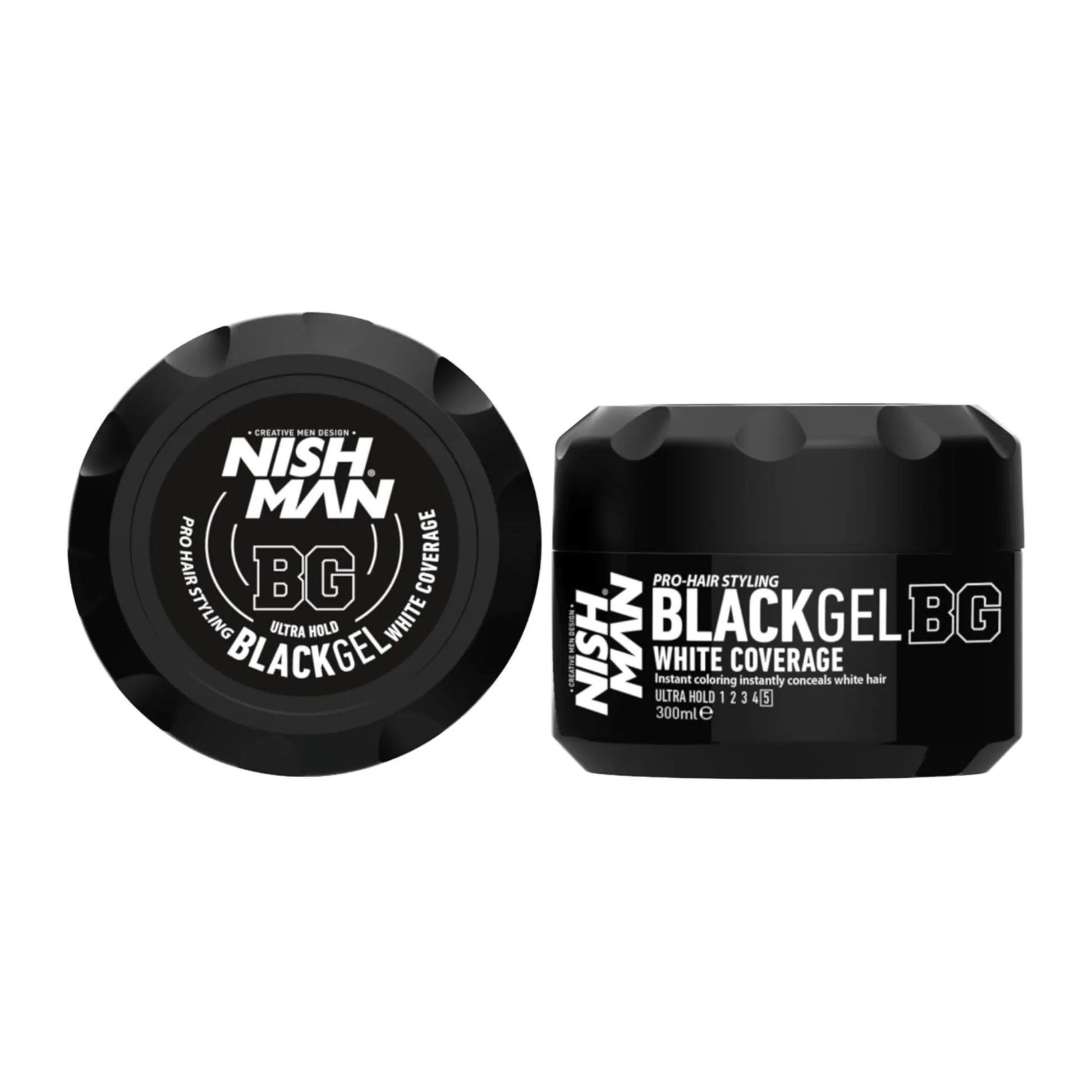 Nish Man Instant Black Hair Gel for Gray Coverage, Ultra Strong Hold Styling